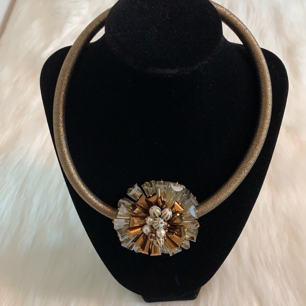 NWT Gardenia Crystal Bronze Collar Necklace Choker